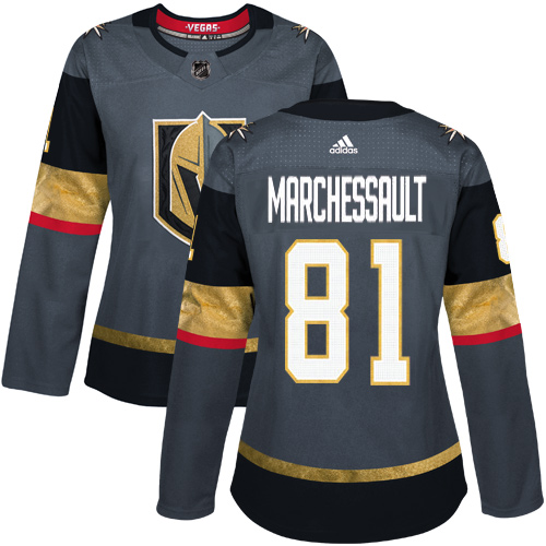 Adidas Golden Knights #81 Jonathan Marchessault Grey Home Authentic Women's Stitched NHL Jersey